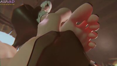 Android Yorha 2B - femdom; footjob; foot fetish; 3D sex porno hentai; #2; [NieR:Automata]